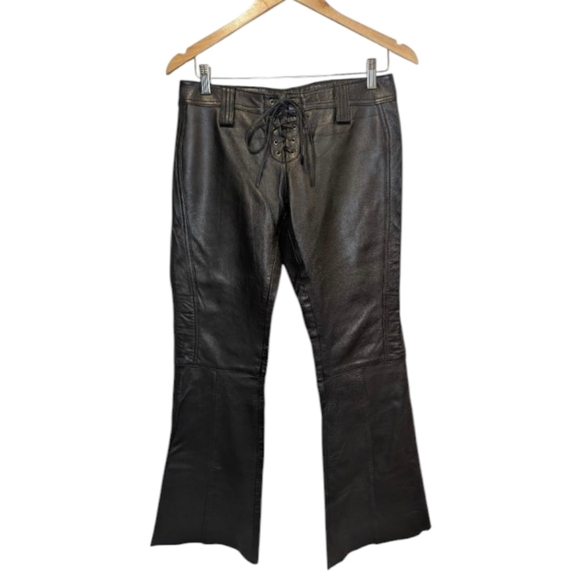 Whet Blu Pants - Whet Blu Black Lace-Up Leather Pants Size 6